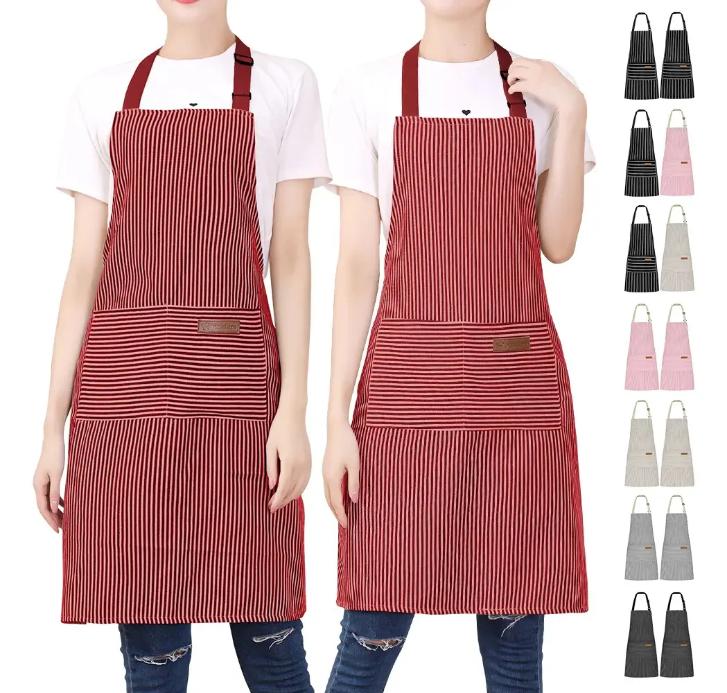 2 aventais: avental de cozinha multiuso ajustável para chef, cor vermelho/vermelho