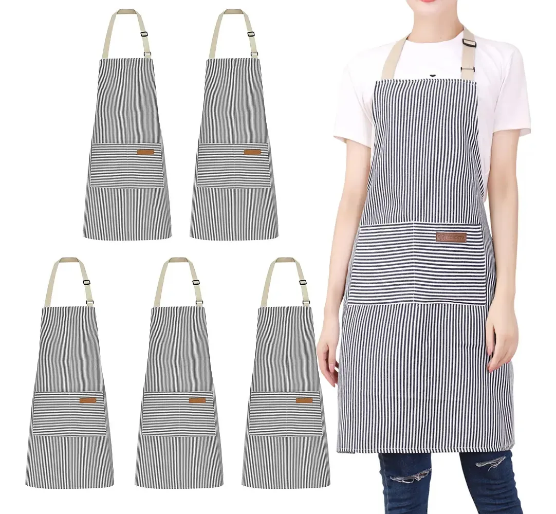 5 aventais de cozinha multiuso ajustáveis para chefs, azul escuro