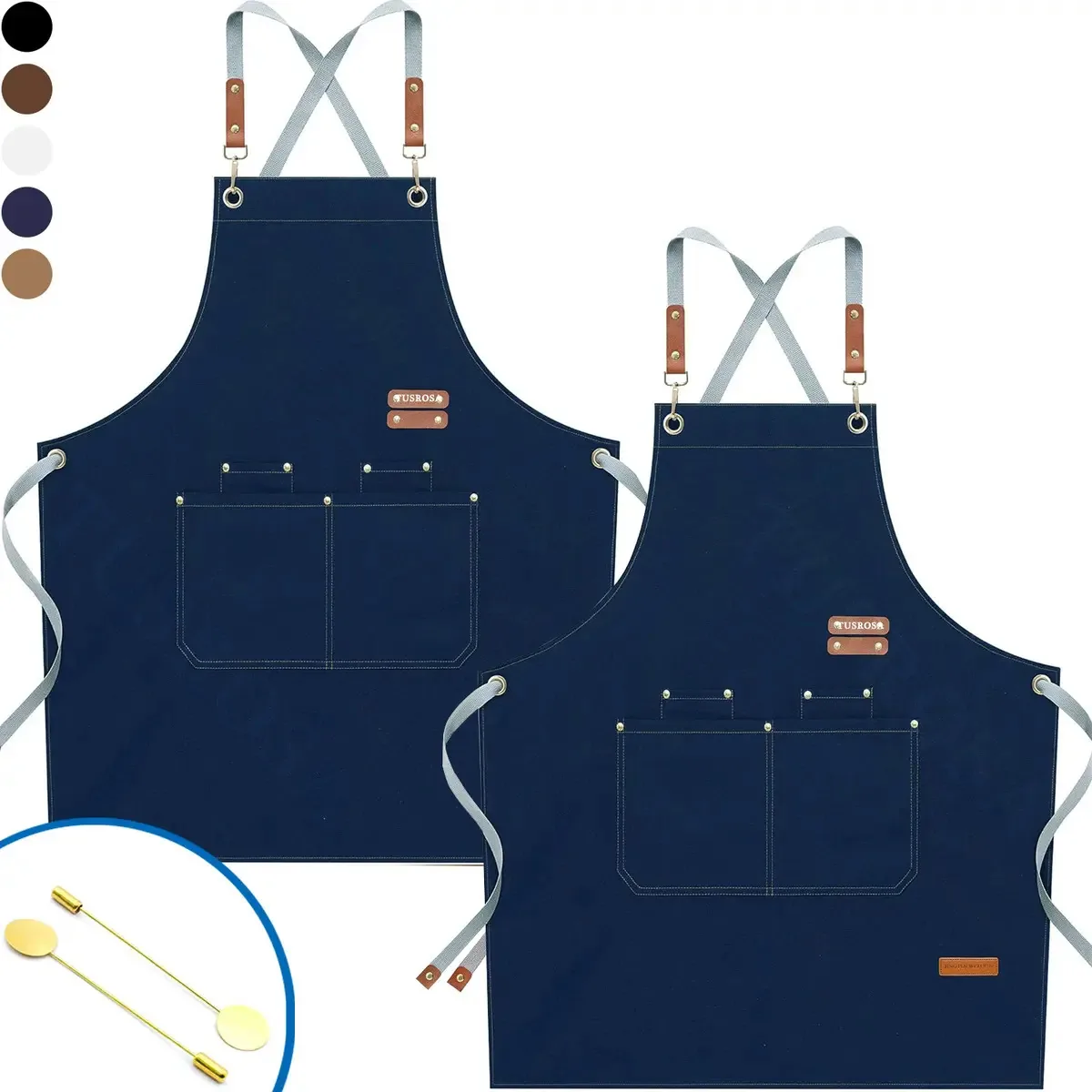 2 peças de aventais de cozinha ajustáveis, tela multiuso, cor azul