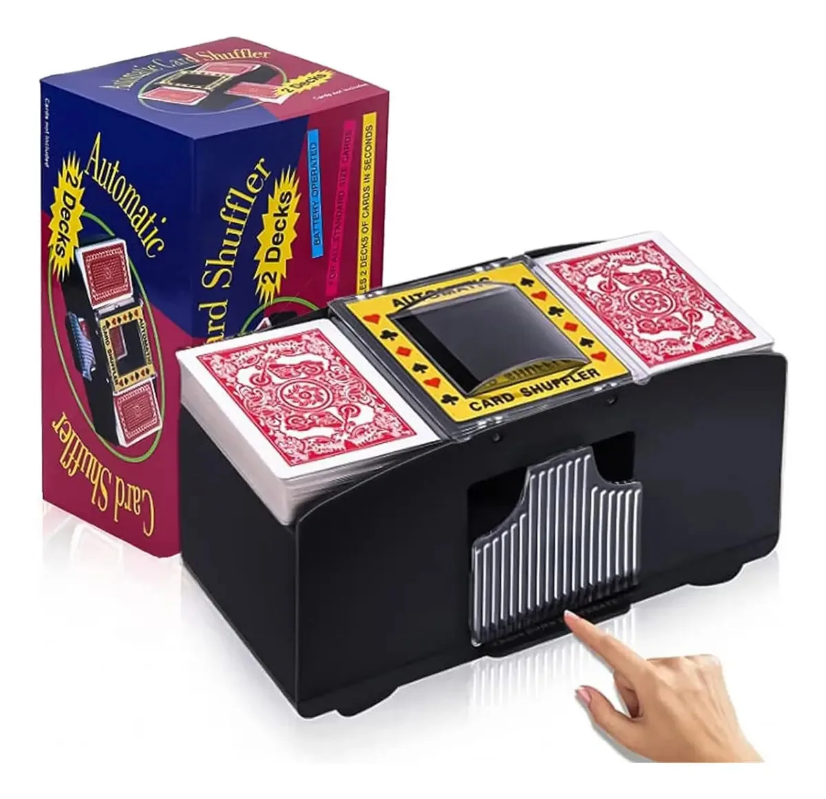 Baralhador automático de cartas de pôquer preto, reverso, baralhador de cartas, idioma: México