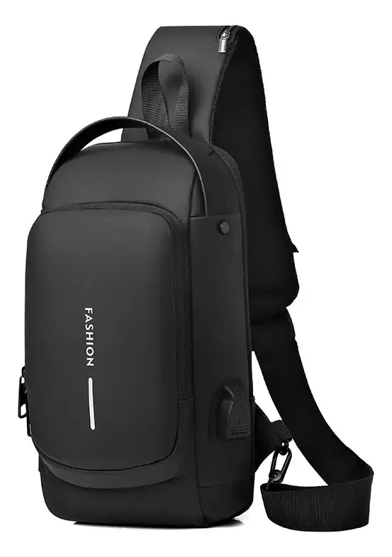 Bolsas de ombro, bolsas de ombro antifurto, acabamento de hardware, cor de níquel, alça de ombro preta, tecido preto, listras