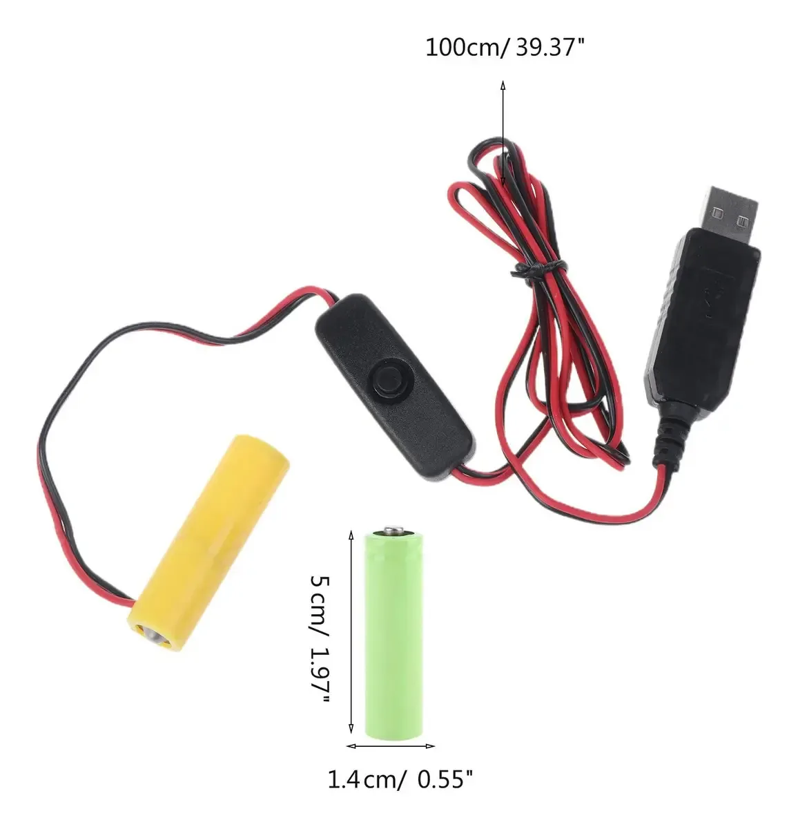 Caunla - Conversor de Energia USB de Substituição 2 Unidades LR6 AA 1,5 V para Controle Remoto de Luz LED