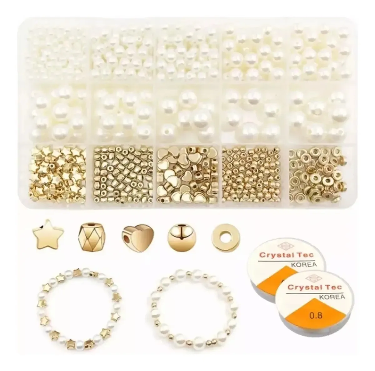 Conjunto de miçangas DIY para fazer pulseira, colar e joias