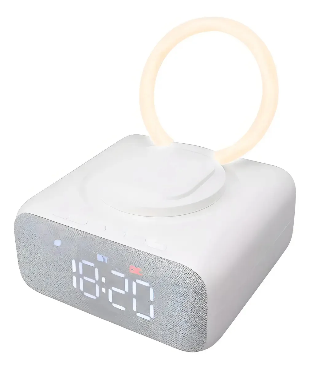 Despertador digital Dakota Bc130 Despertador LED Base de rádio, carregamento sem fio, rádio celular Bluetooth