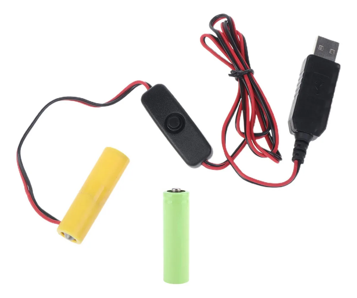 Qsvbeeqj - Conversor de Energia USB de Substituição 2 Unidades LR6 AA 1,5 V para Controle Remoto de Luz LED, Bateria USB para AA