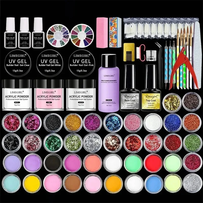 Conjunto de 73 ferramentas para unhas de acrílico, manicure e base