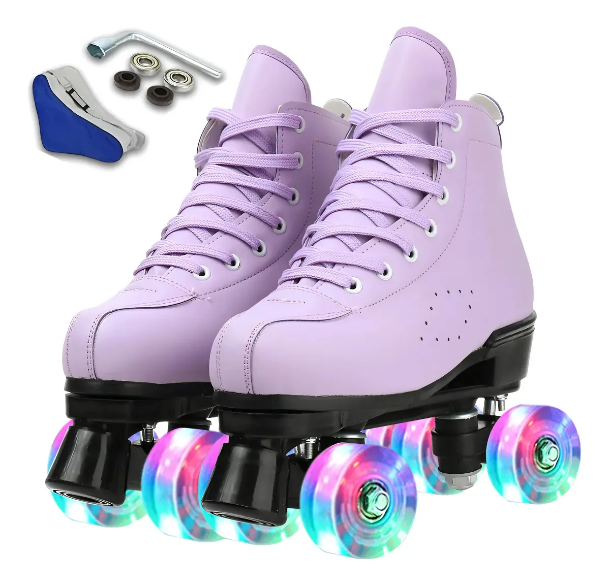 Patins profissionais clássicos de 4 rodas com patins de freio violeta, tamanho 26, tamanho de roda: 58 mm
