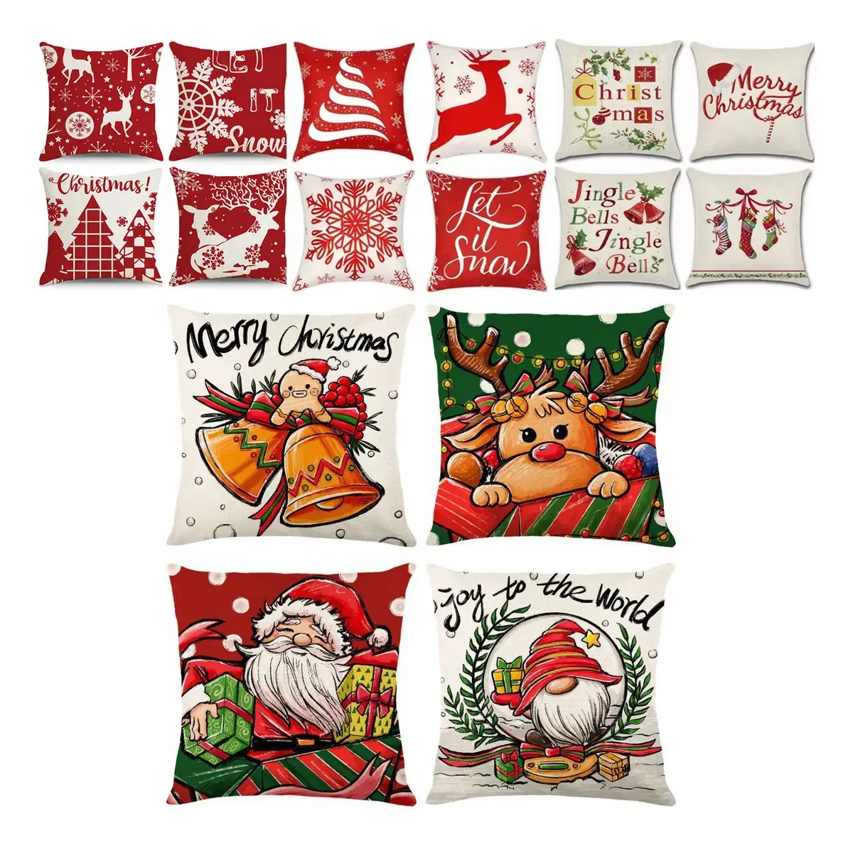 4 almofadas e capas para almofadas decorativas de Natal Cor B