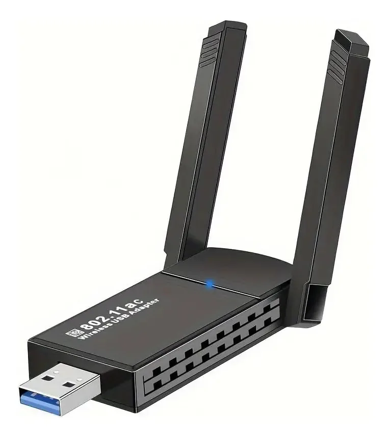 WTDD WIFI-1300 Adaptador USB 3.0 AC1300 Dual Band 2,4/5 GHz Wi‑Fi + Bluetooth 5.0 com antenas 5dBi