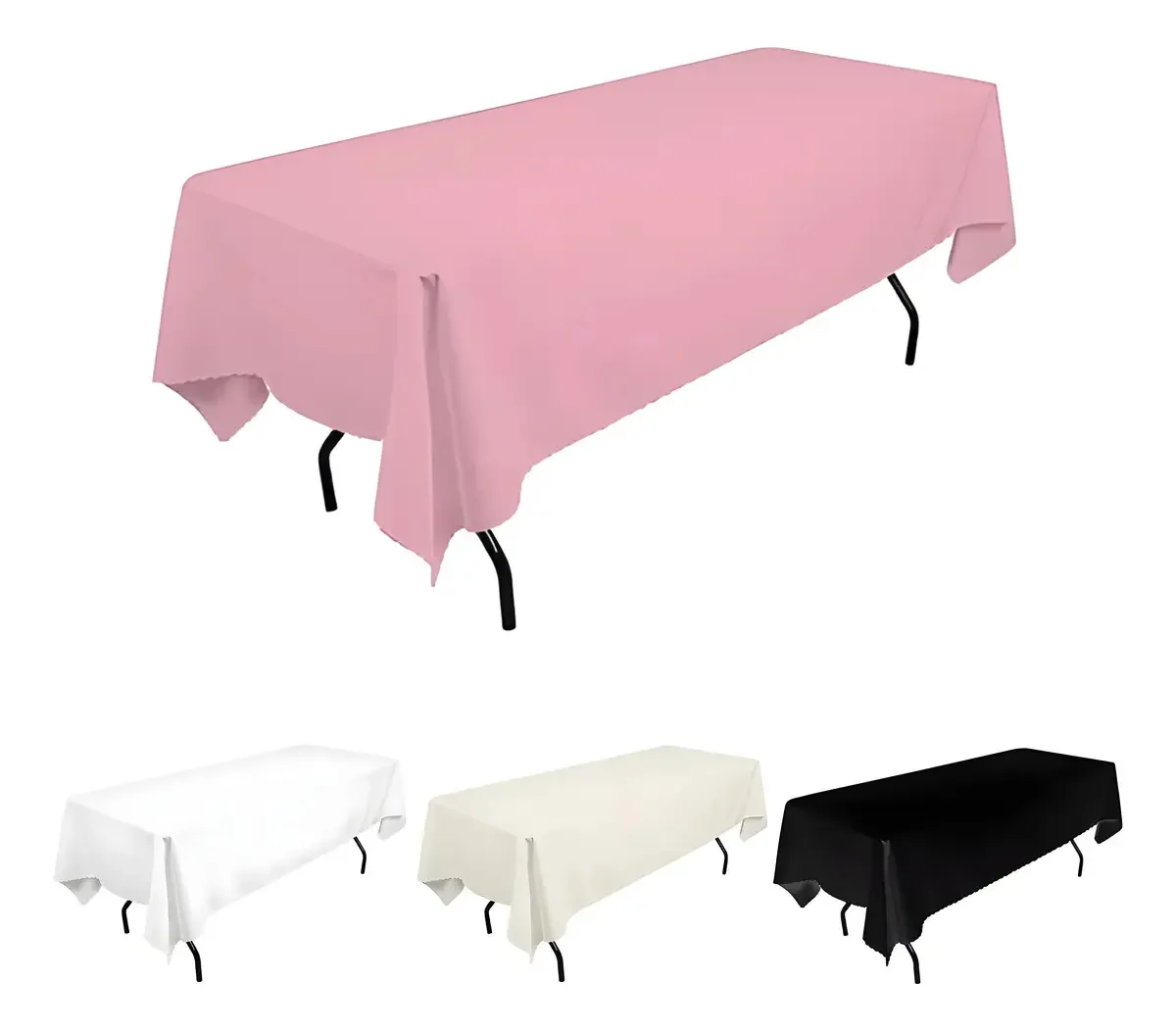 Toalhas de mesa retangulares, mesa colorida 180x140cm, rosa pálido
