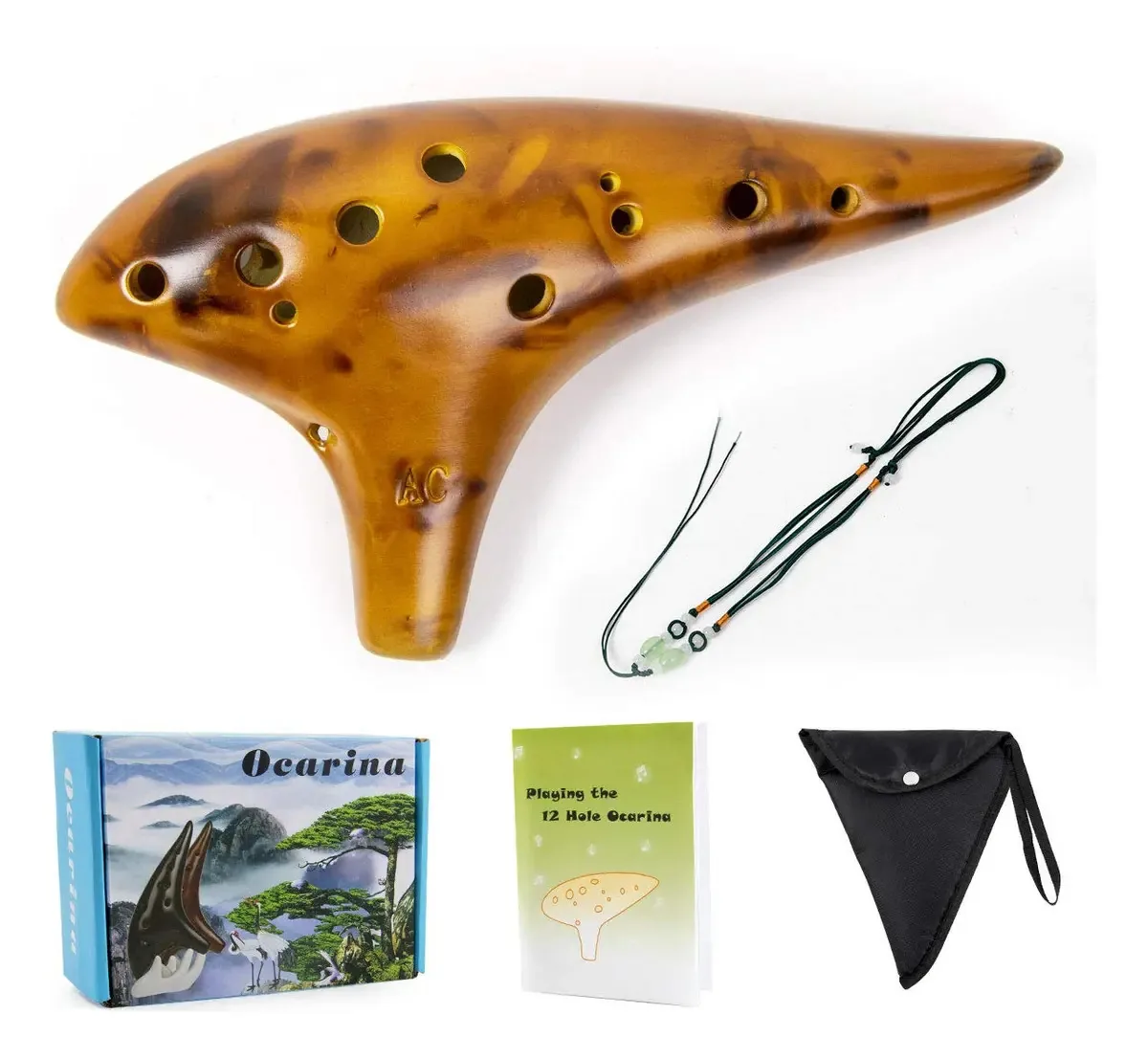 Ocarina, instrumento musical Ocarina de cerâmica de 12 toneladas. Cor Amarelo