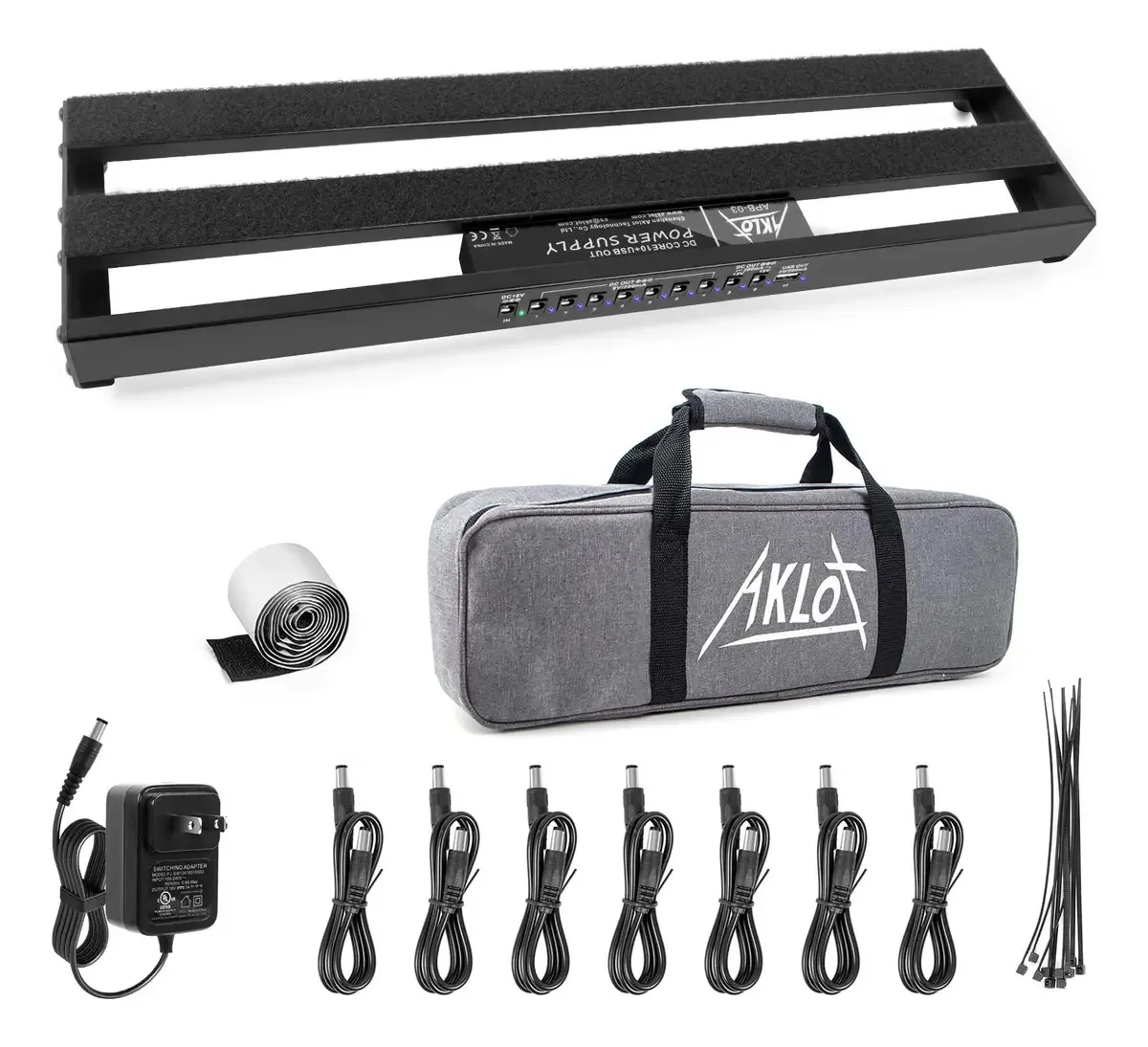 Pedal de guitarra Aklot com fonte de alimentação embutida 19x5cm