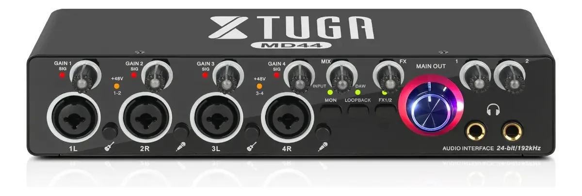 Microfone USB Xtuga Md44, interface de áudio de 4 canais