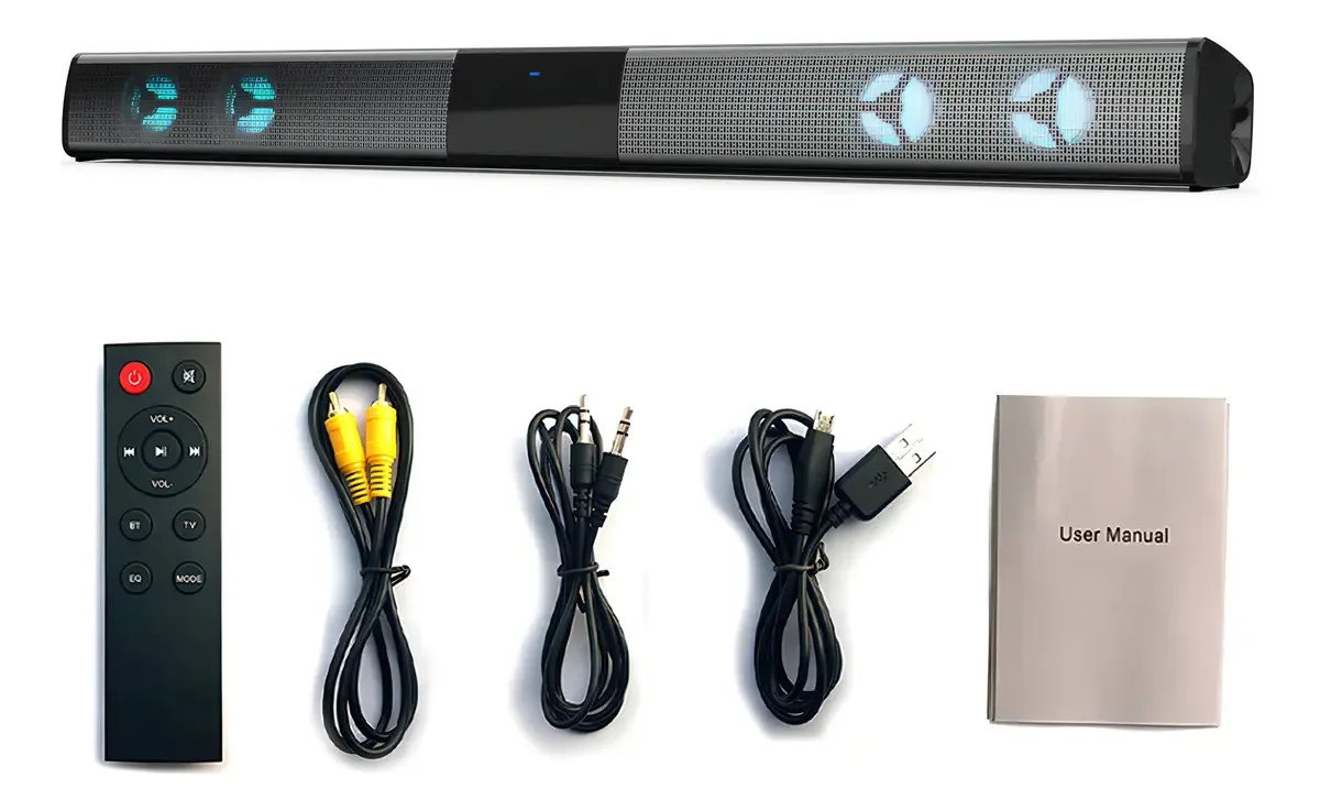 Alto-falantes recarregáveis portáteis Airamp Soundbar Bateria recarregável Subwoofer Home Theatre Home Theaters Encasa Black Light LED