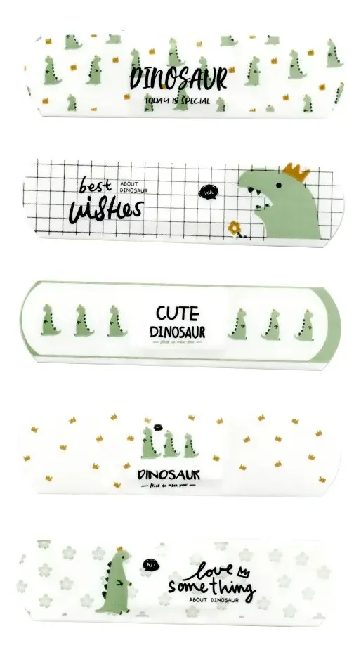 Pacote com 20 Curativos Infantis com Design Kawaii - Dinossauro