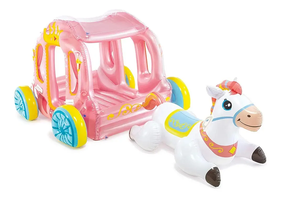 Carrinho de piscina inflável Pony Cavalo inflável Intex Pink Color