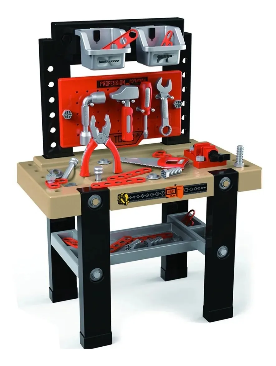 Conjunto de banco de ferramentas de brinquedo para crianças de 64 peças com mesa