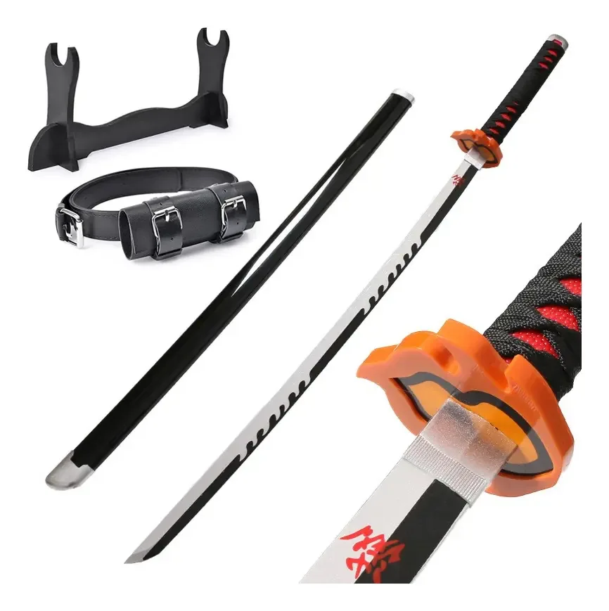 Coleção de espadas Katana Demon Slayer de 104 cm para anime, cor vermelha