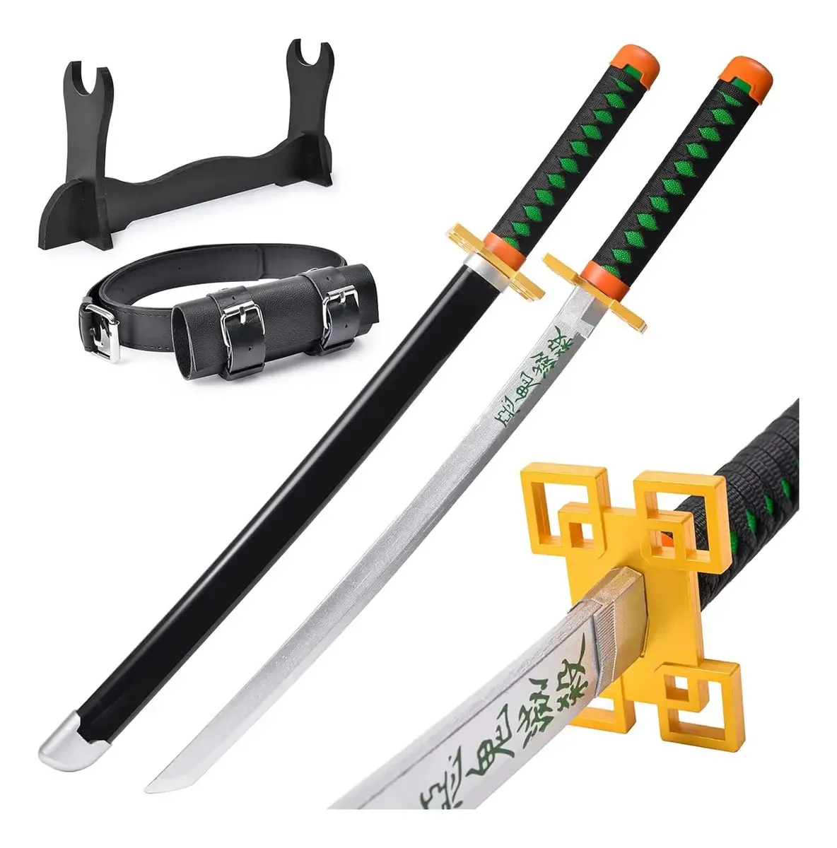 Coleção de espadas Katana Demon Slayer de 104 cm para anime, cor verde