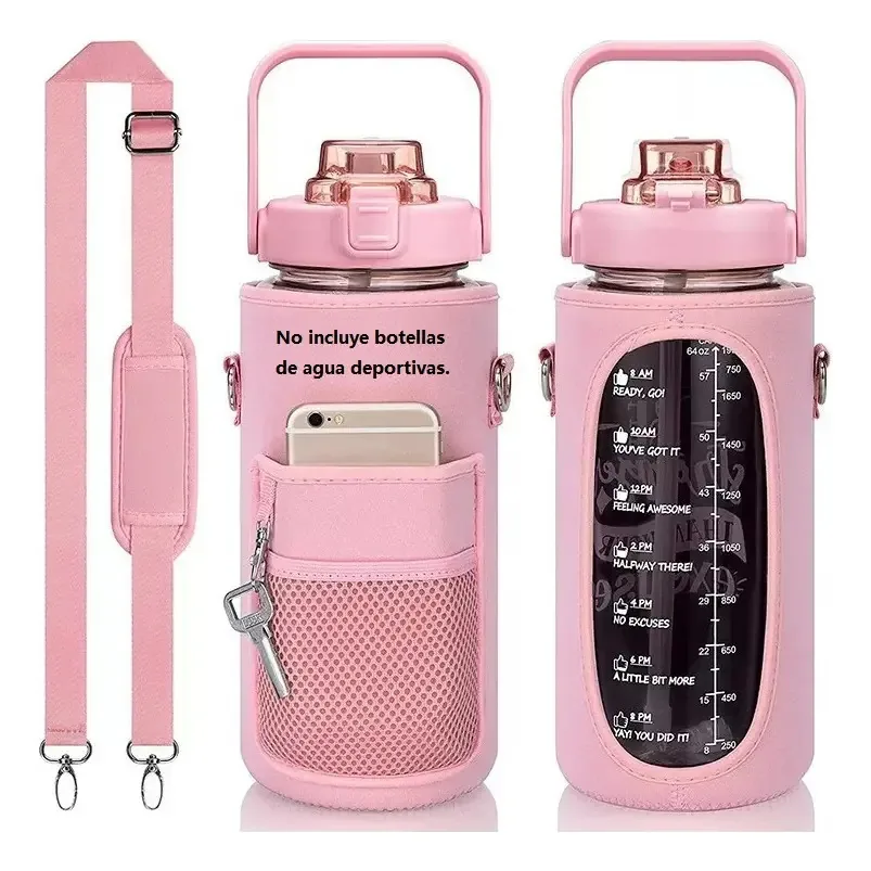 Para garrafas esportivas antiderrapantes de 2 litros, capa protetora rosa