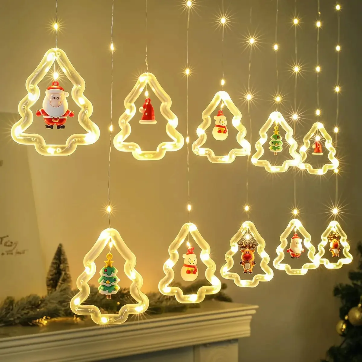 Luzes decorativas Luzes de cortina LED Luzes de enfeites de Natal Luzes brancas quentes-- B