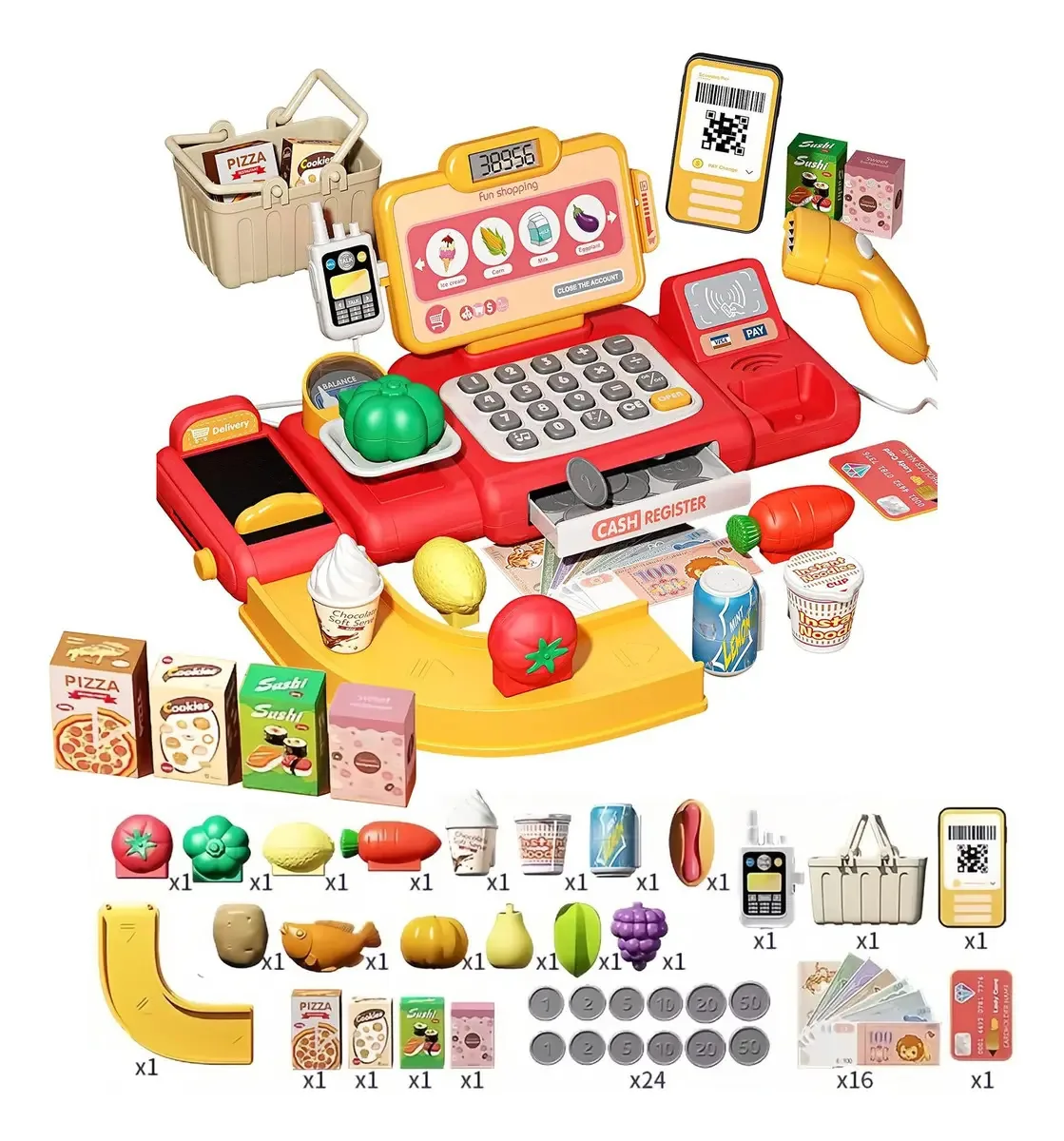 Toy Cash Register/Super Children, 63 unidades. Cor: vermelho