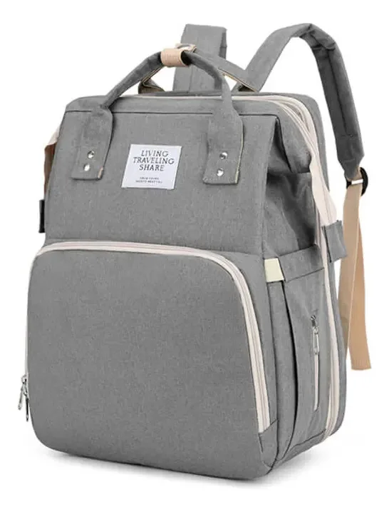 Mochila de berço impermeável, bolsas de fraldas, bolsas de viagem para bebês, cor cinza