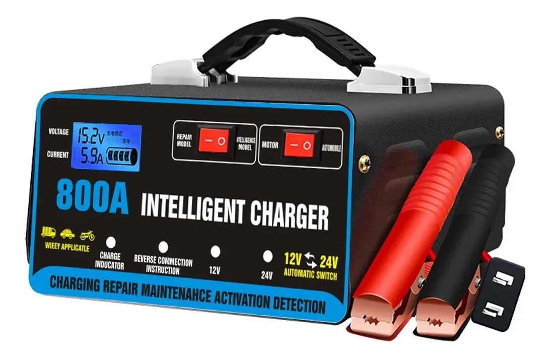Carregadores rápidos de bateria 12V 24V 800a LCD para carros e motocicletas