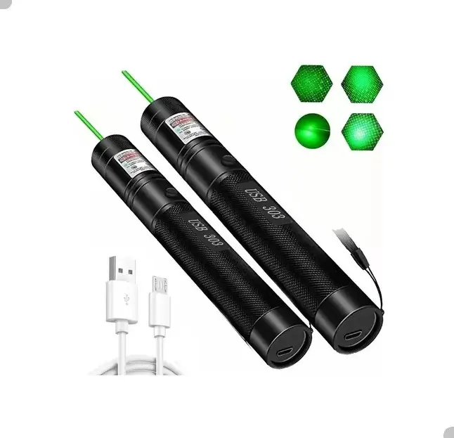 Projetor Laser Pointer Verde Recarregável com Carregamento USB, 2 unidades