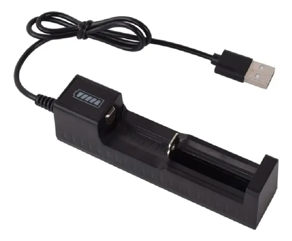 Qixiamo - Carregador Rápido Com 1 Slot, Carregador Inteligente USB Para Baterias Recarregáveis 18650 14500 1634