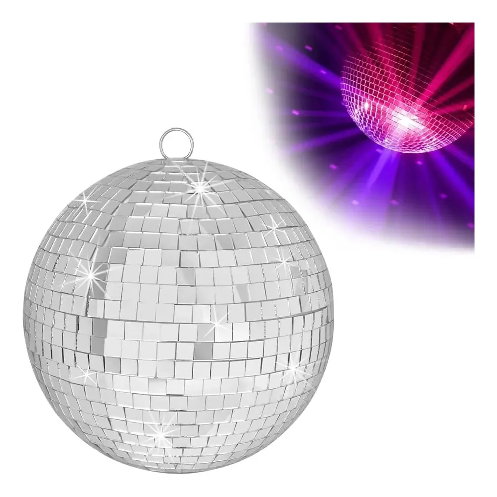 Esfera de espelho de disco de 15 cm prateada para pendurar festas
