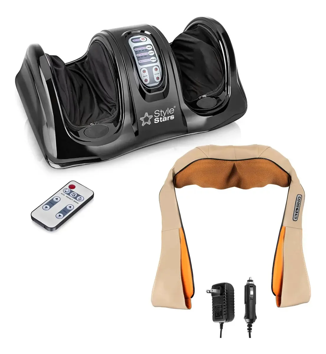 Combinação: massageador elétrico de pés+massageador de pescoço e costas