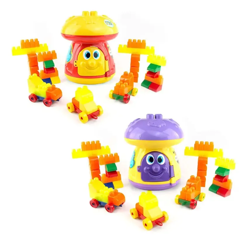 2 brinquedos didáticos de cogumelos: 120 peças para criar e aprender