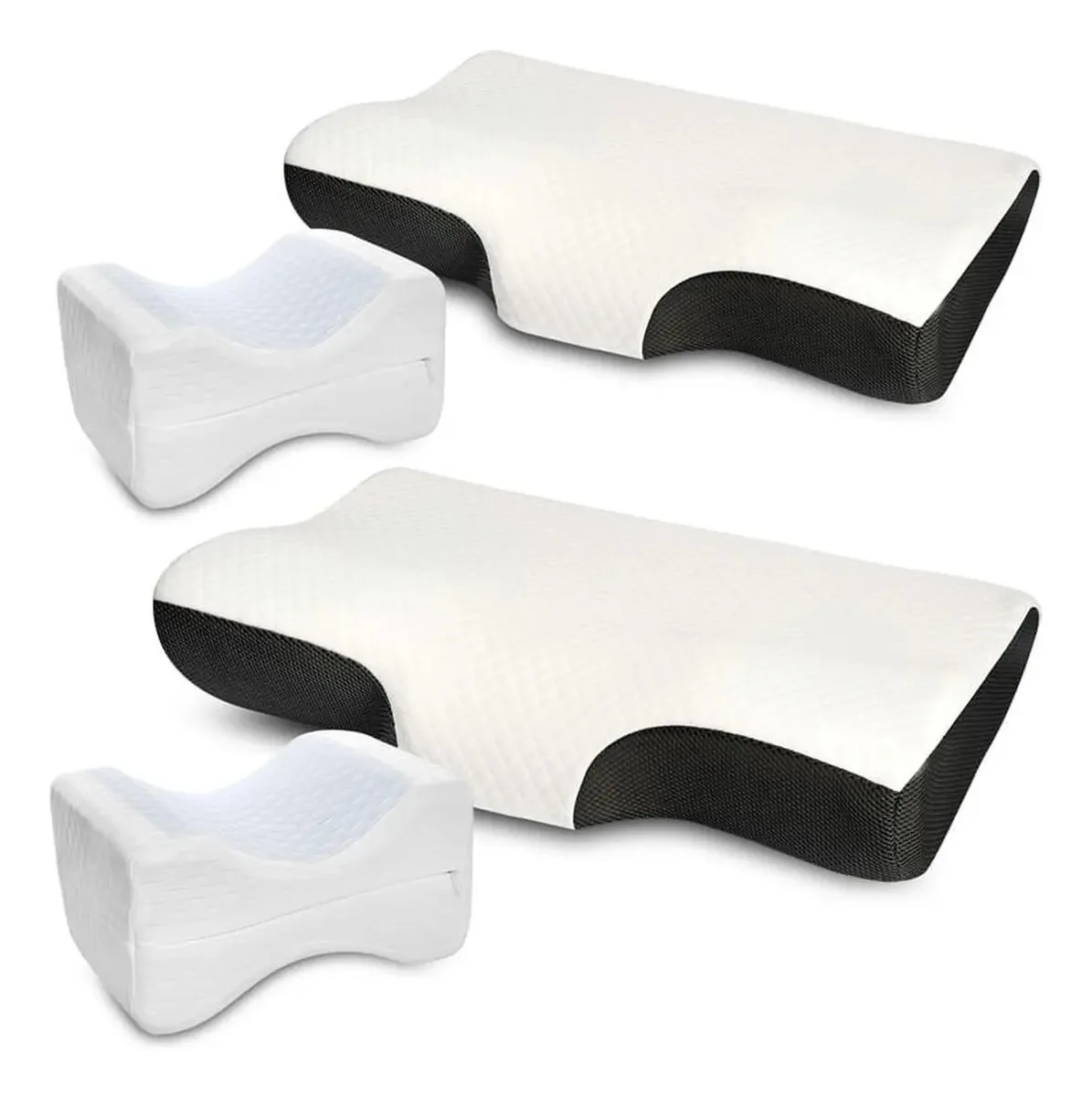 Conjunto X 4:2 travesseiros cervicais mais 2 travesseiros de gel para pernas