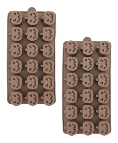 2 moldes de chocolate Molde de silicone Moldes de chocolate com abóbora para Halloween Molde de abóbora Moldes de pastelaria de silicone