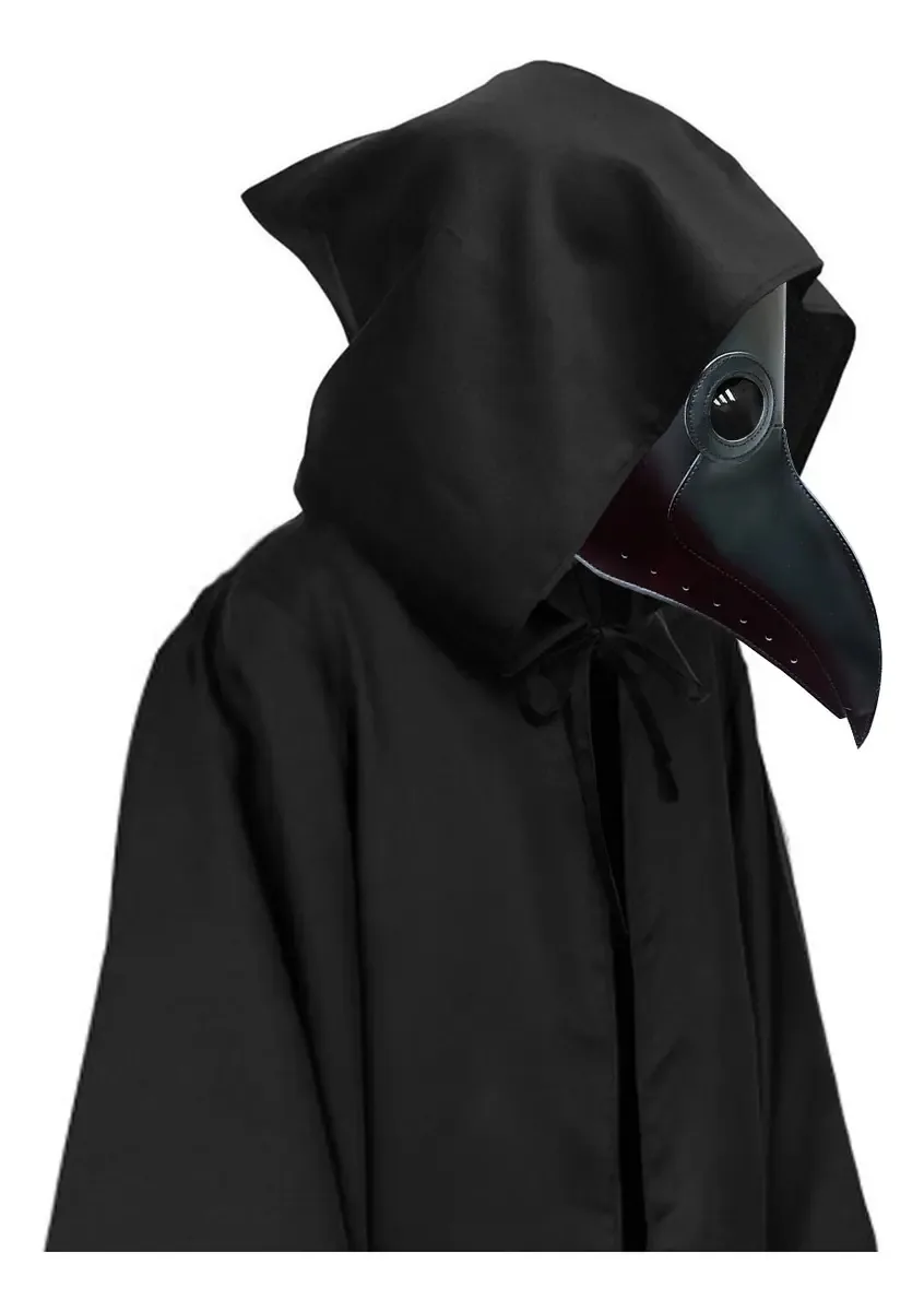 Fantasia de máscara e capuz para cosplay de Halloween de Doctor Plague