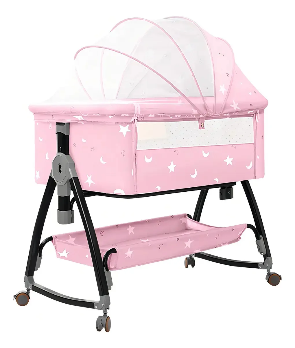 Colchão de bebê portátil dobrável Moses Cradle, rosa, design 1