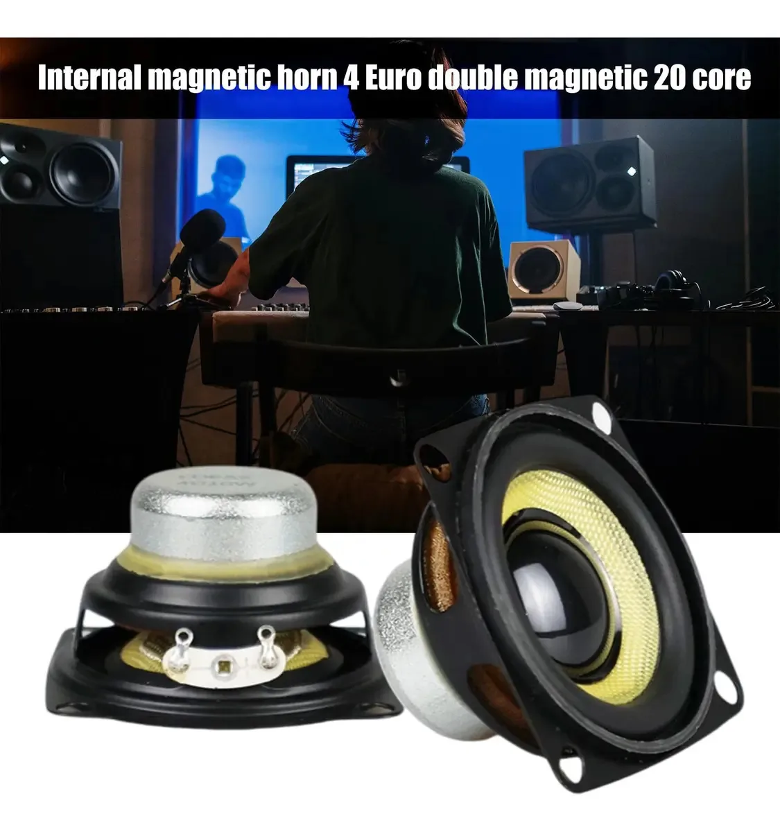 2 Alto-falantes Magnéticos Quadrados de 47 mm, 4 Ohms, 10 W, Alto-falantes Claros, Graves e Agudos Ricos, Alto-falantes Auditivos