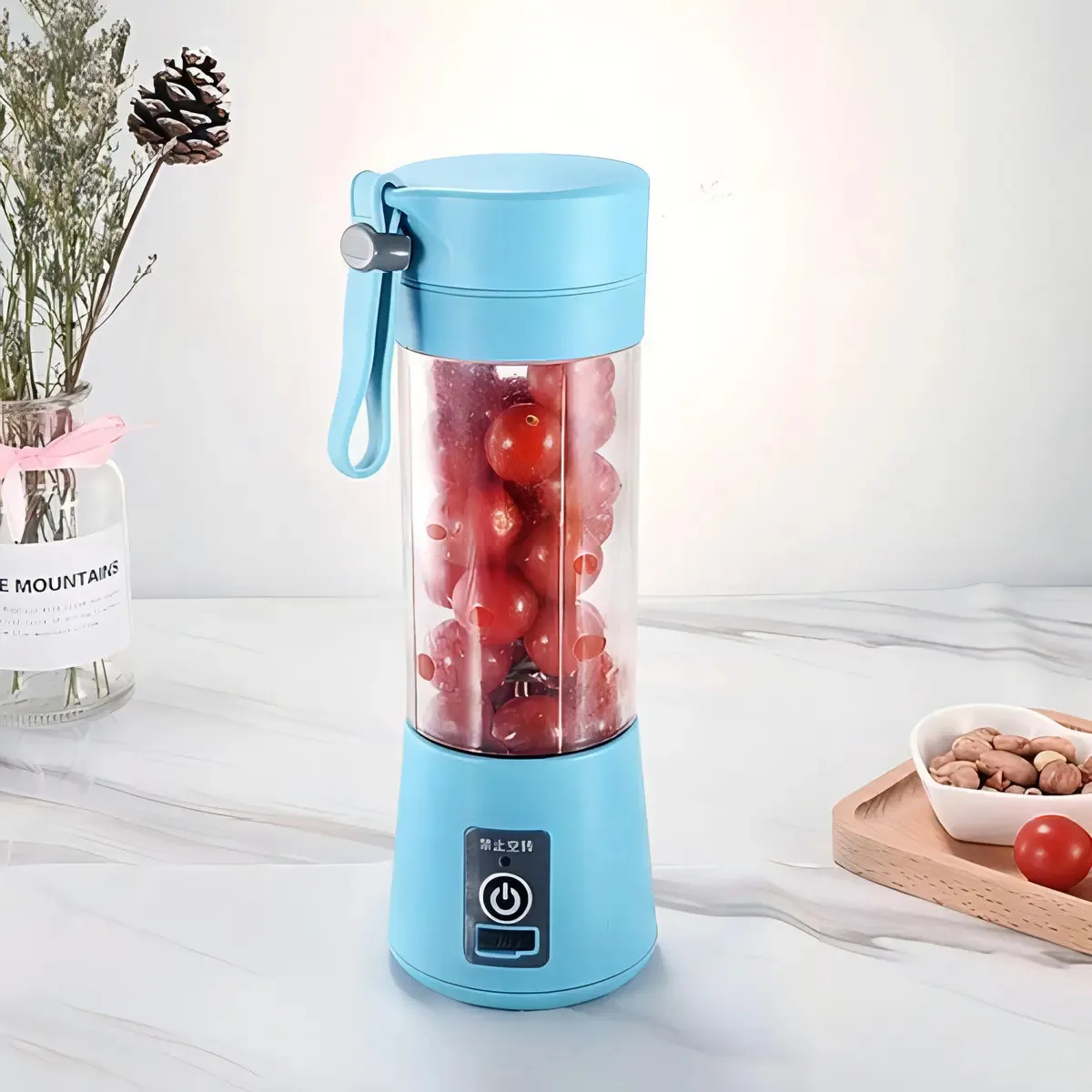 Liquidificador pessoal recarregável portátil Usb Juices And Shakes Blue