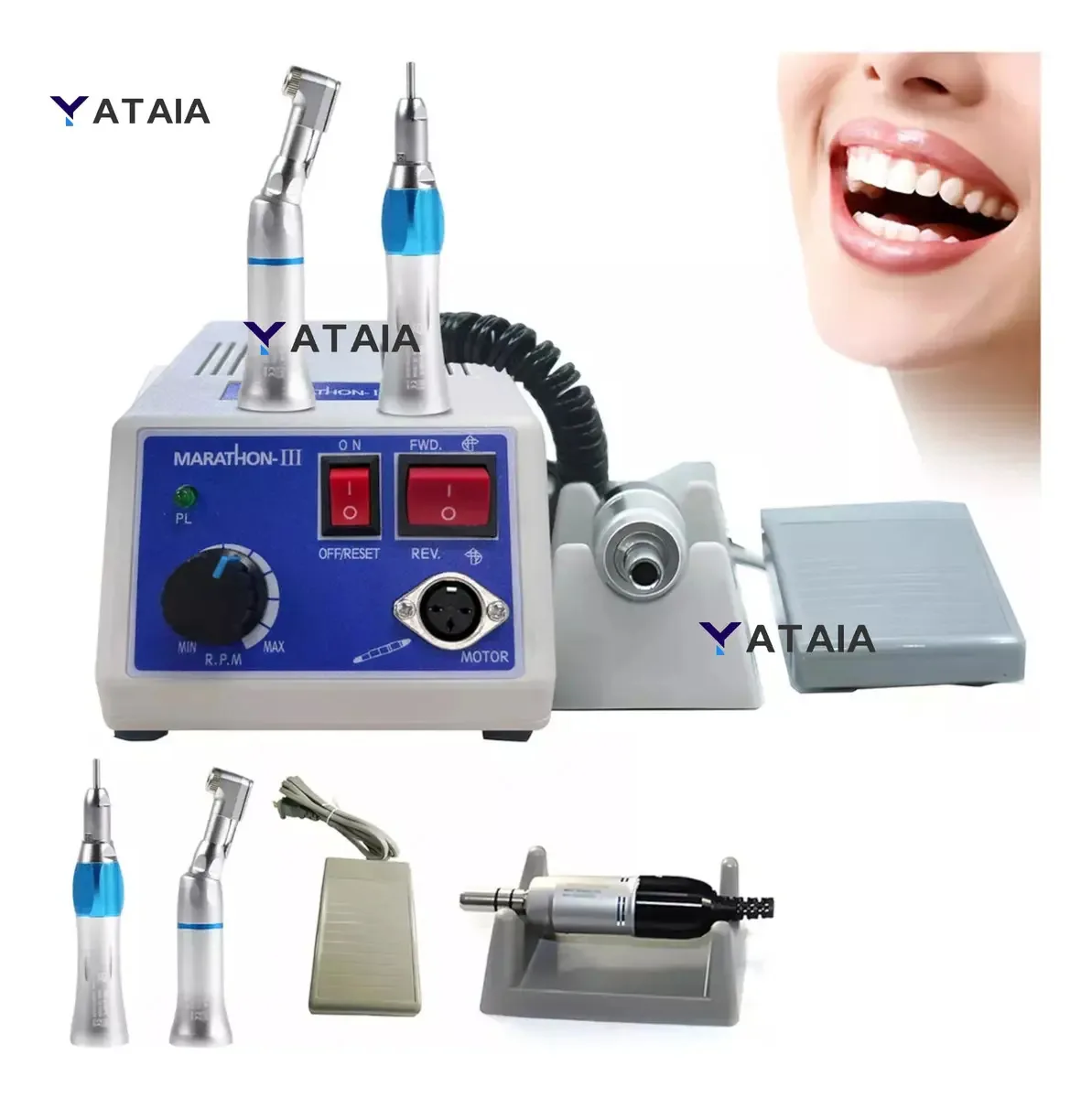 Polidor dental Yataia Micromotor Sander N3 Straight Connector Angu Polidor dentário Elétrico Portátil Polidor Micromotor Polidor elétrico Polidor elétrico Lixadeiras de cor azul de 35.000 rpm