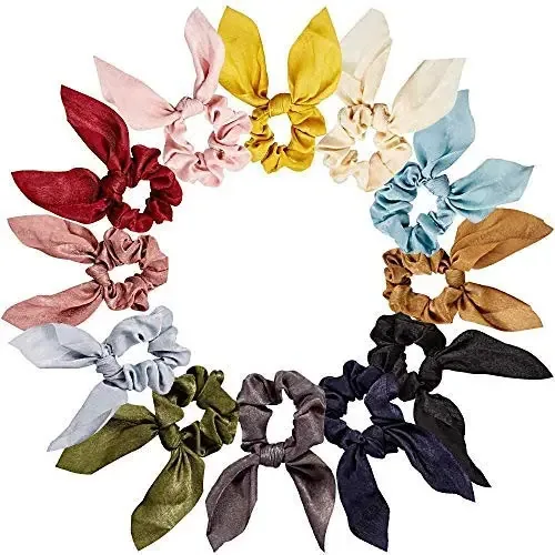 Pacotes de faixas de cabelo Homechi, faixas elásticas de chiffon para orelhas de coelho, gravatas macias e acessórios de cabelo com rabo de cavalo para meninas
