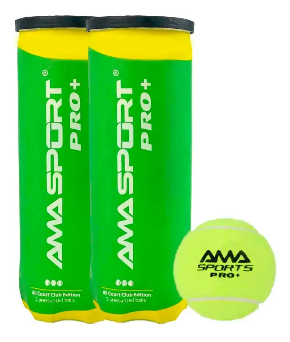 Bolas de padel Amasport Pro+, 2 latas/6 bolas, amarelas