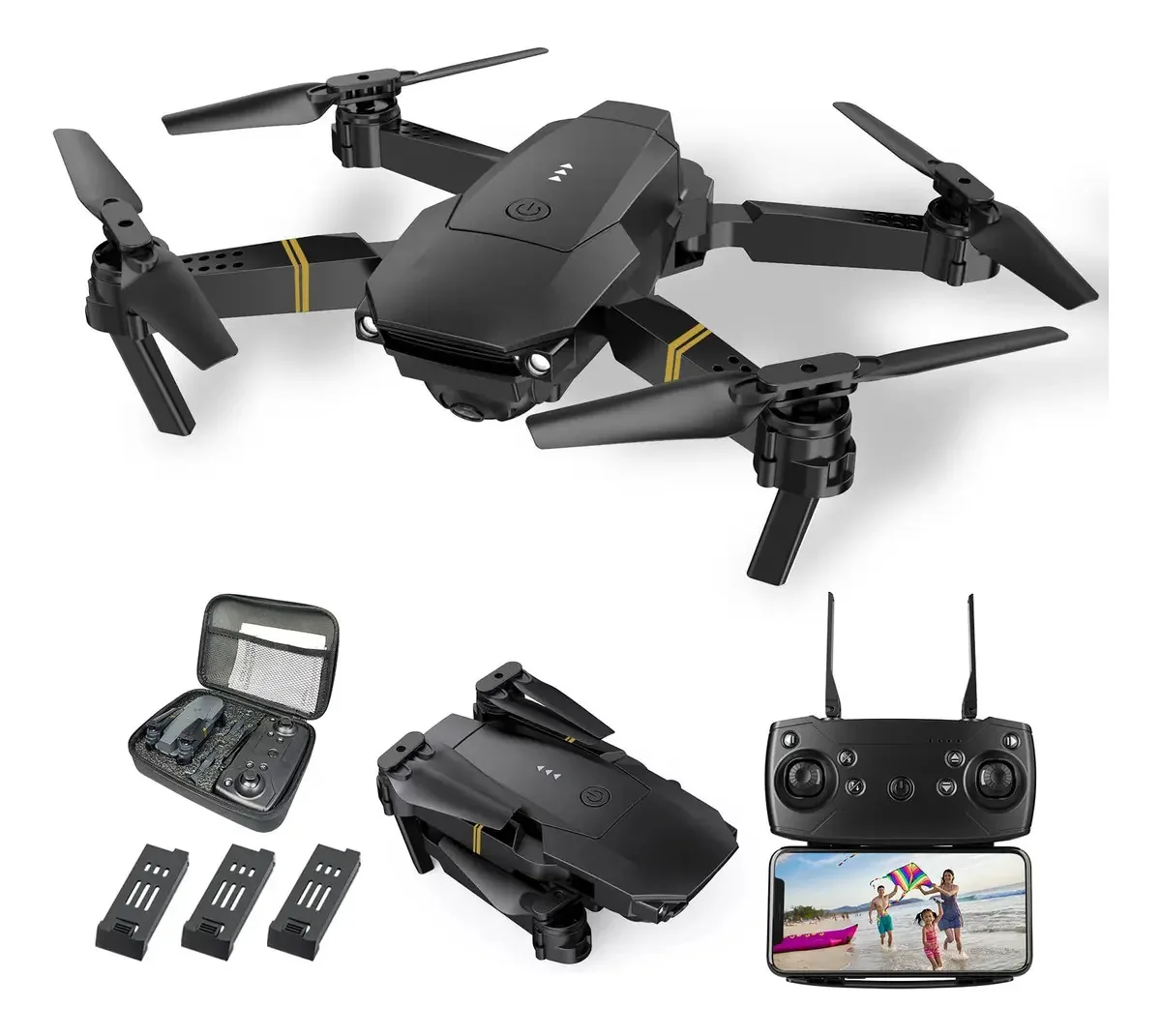 Drones para adultos com câmeras, 3 peças, baterias de drones. Cor azul