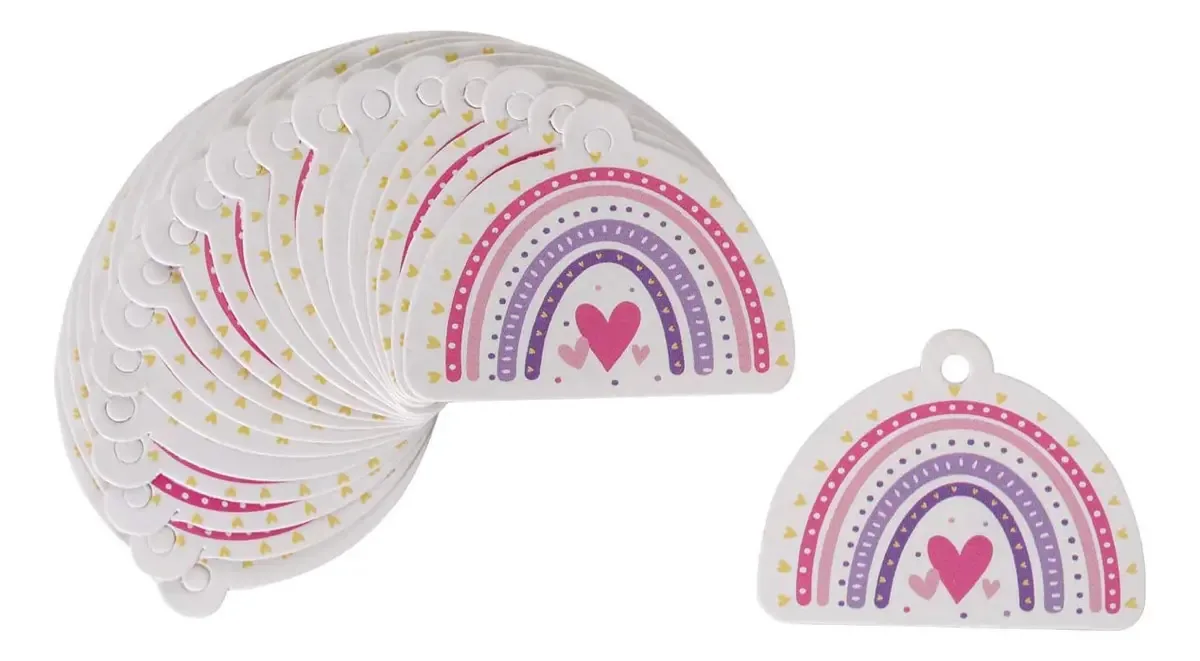 Cartões Pendentes Arco-íris Rosa Festa 4.5cm Mylin 20un