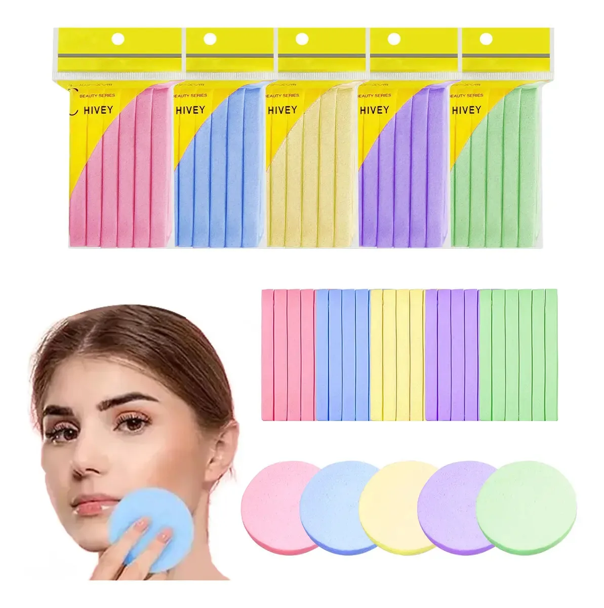 120 Pc Esponja Facial Comprimida para Limpeza e Esfoliação