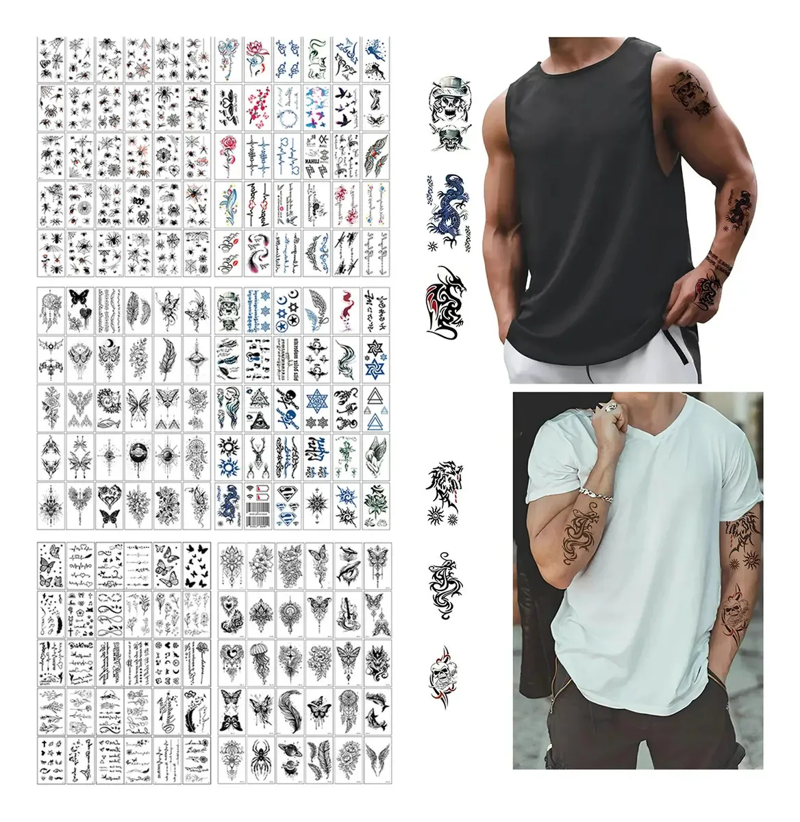 Tatuagens temporárias Welago® 180 Tatuagem falsa masculina feminina, braço preto