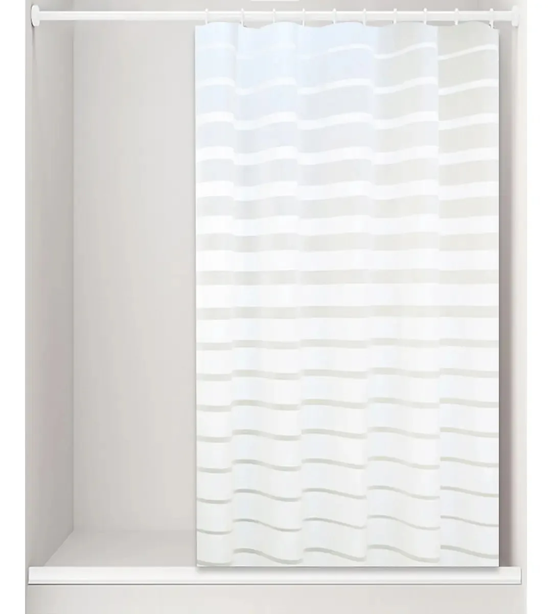Forro de cortina de banho YU Cortina de banheiro branca com design listrado