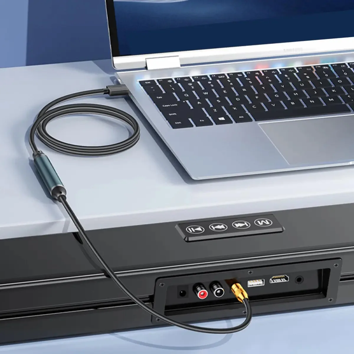 Kangql - Adaptador de Som Óptico USB para Adaptador de Som Óptico USB SPDIF Fibra Óptica de Som para Laptop