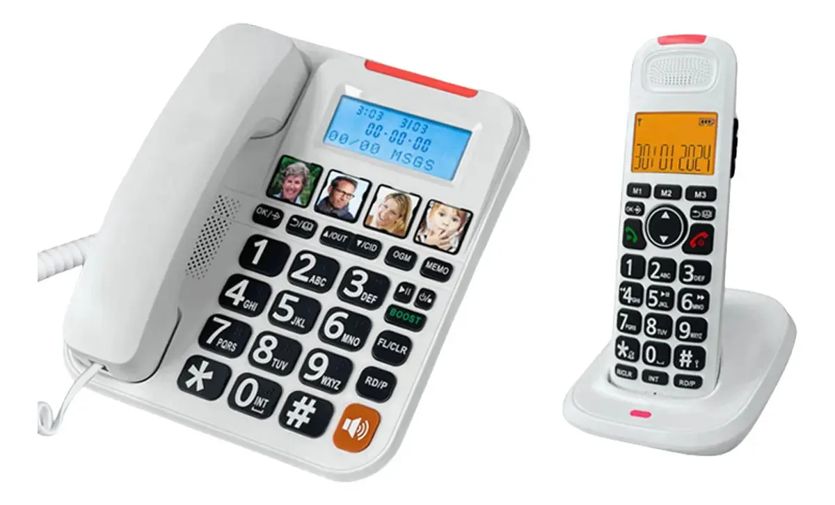 Kangql - Telefones Com Fio, Amplifica Volumes 28db Com Fio Com 1 Toque De Memória, Discagem Rápida E 10 Tons De Chamada