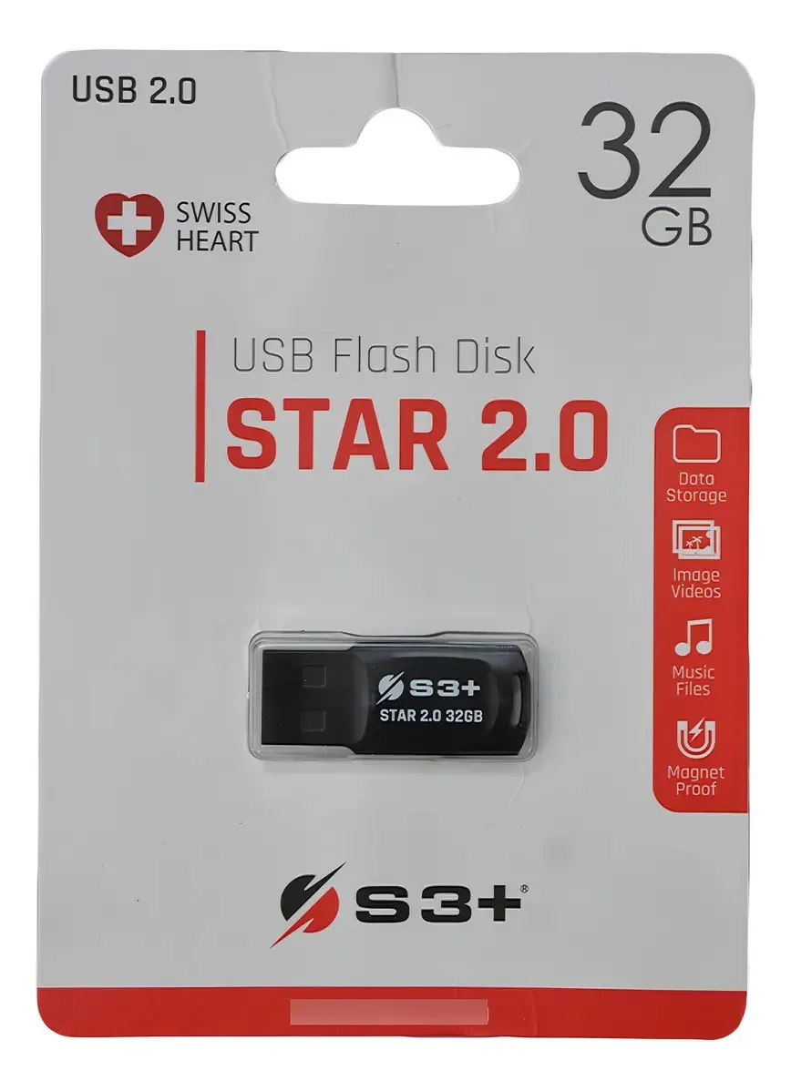 Pen Drive S3+ Star 2.0 Usb Flash Diks 32gb Preto